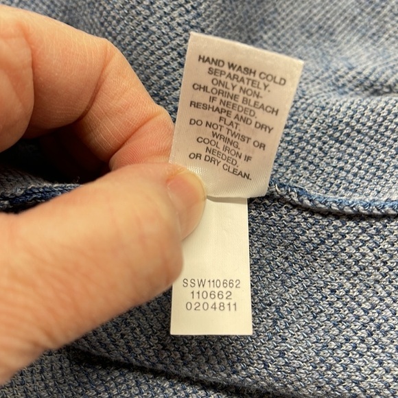 J. Jill Purejill Indigo Blue and Gray Patterned Long Cardigan Sweater Size SP - Picture 12 of 12